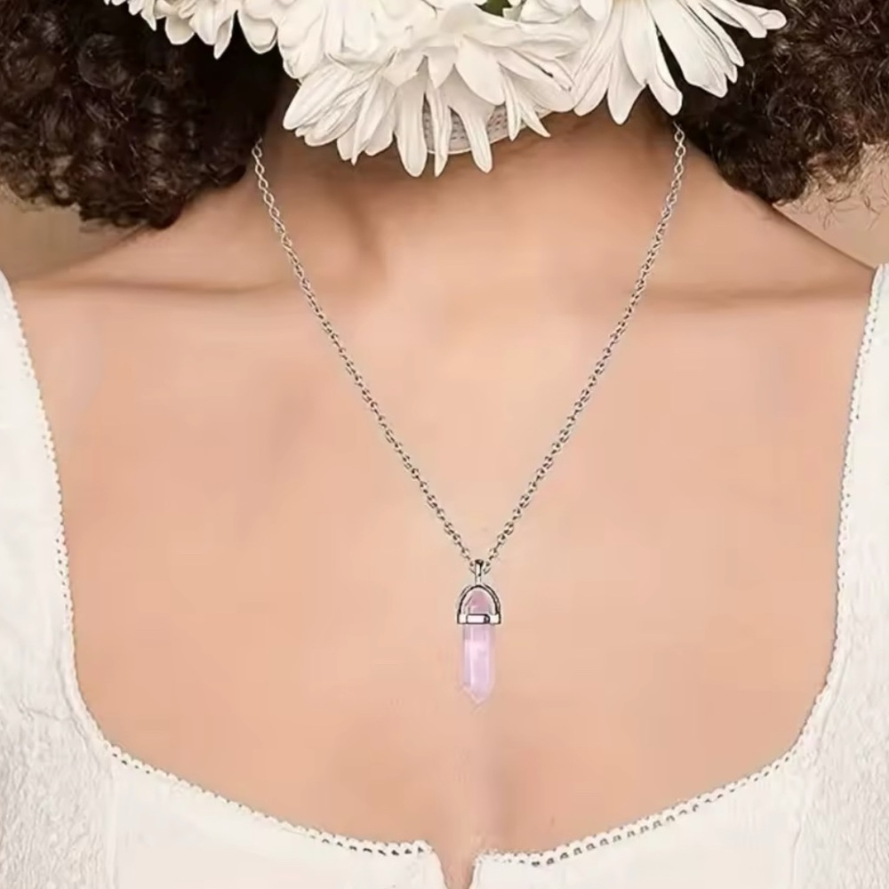 Boho Rose Quartz Necklace Set – 3 Pendants, 1 Chain | Spiritual Healing Jewelry - Picture 5 of 5